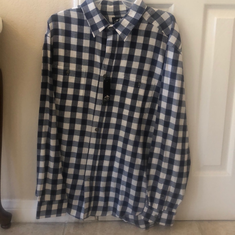 White blue plaid flannel